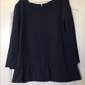 Elegant Navy Women's Tunic Top with Ruffle